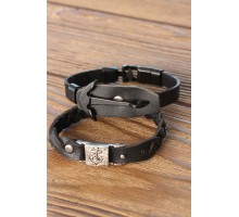 Deniz Çapalı Siyah Renk Deri Erkek Bileklik Kombin - TJ-EB2815