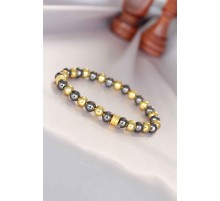 Hematit Füme Gold Renk Doğal Taş Erkek Bileklik - TJ-EB3007