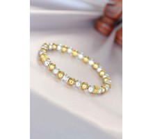 Hematit Gümüş Gold Renk Doğal Taş Erkek Bileklik - TJ-EB3010