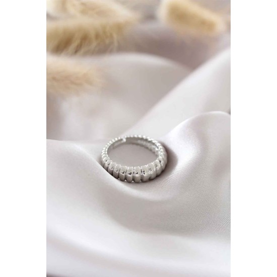 Gümüş Renk Ayarlamalı Burgu Kadın Yüzük - TJ-BYK1504