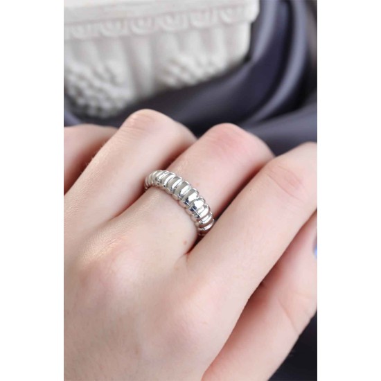 Gümüş Renk Ayarlamalı Burgu Kadın Yüzük - TJ-BYK1504