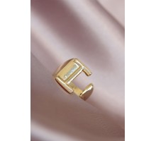 I Harfli Altın Renk Ayarlamalı Metal Kadın Yüzük - TJ-BYK1572