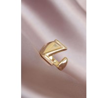 Z Harfli Altın Renk Ayarlamalı Metal Kadın Yüzük - TJ-BYK1575