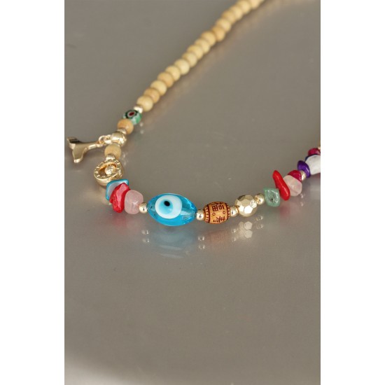 Tahta Boncuklu Kadın Kolye - TJ-BKO5160