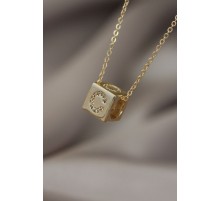 Gold Renk Zirkon Taşlı Küp Model C Harfli Kolye - TJ-BKO5199