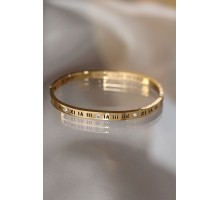 316L Çelik Roma Rakamlı Gold Renk Bilezik Kelepçe - TJ-BB3565