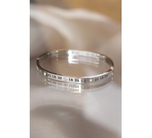 316L Çelik Roma Rakamlı Silver Renk Bilezik Kelepçe - TJ-BB3566