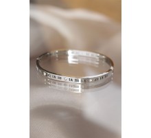 316L Çelik Roma Rakamlı Silver Renk Bilezik Kelepçe - TJ-BB3566