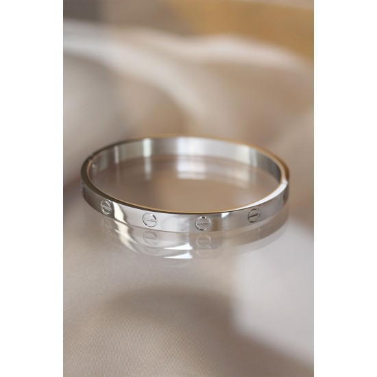 toptan-xml-dropshipping-Silver Renk Çelik Bilezik - TJ-BB3569