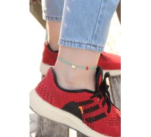 İstiridye Kabuğu Tasarımlı Mavi Boncuk Detaylı Halhal - TJ-HH1227