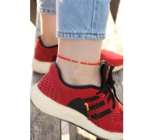 Gold Metal Aksesuarlı Kırmızı Boncuk Detaylı Halhal - TJ-HH1229