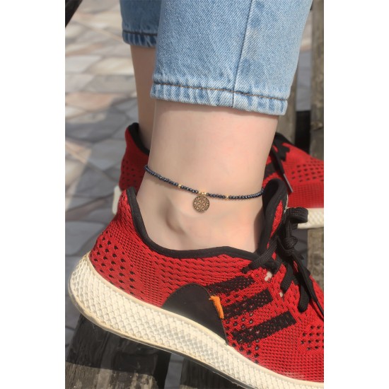 Metal Aksesuarlı Boncuklu Halhal - TJ-HH1252