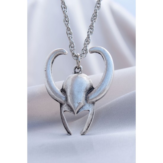 Boynuz Tasarımlı Krom Kaplama Erkek Kolye - TJ-ERK1036