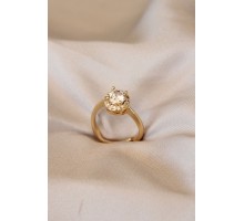 Gold Renk Tektaş Tasarımlı Ayarlamalı Metal Yüzük - TJ-BYK1759