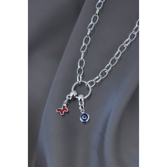 Yeni Sezon Kırmızı Kelebekli Kolye - TJ-BKO5278