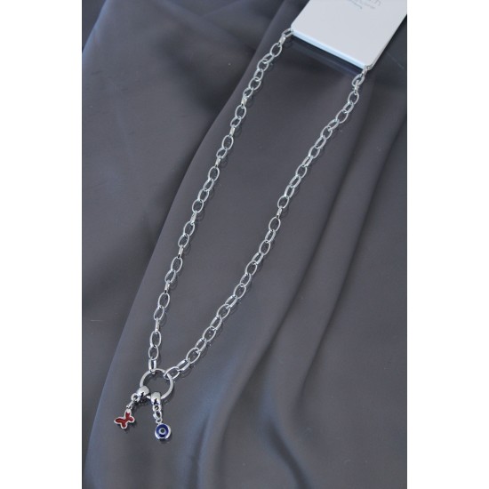 Yeni Sezon Kırmızı Kelebekli Kolye - TJ-BKO5278