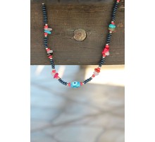 Yeni Sezon Nazar Boncuk Figürlü Renkli Taş ve Boncuklu Kolye - TJ-BKO5349