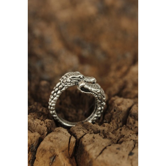 Ayarlanabilir Yılan Başı Tasarımlı Erkek Yüzük - TJ-EY354