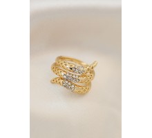 Ayarlamalı Altın Renk Metal Zirkon Taşlı Yüzük - TJ-BYK2040