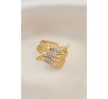 Ayarlamalı Altın Renk Metal Zirkon Taşlı Yüzük - TJ-BYK2040