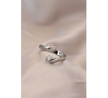 Ayarlamalı Gümüş Renk Metal Sarılan Eller Model Yüzük - TJ-BYK2061