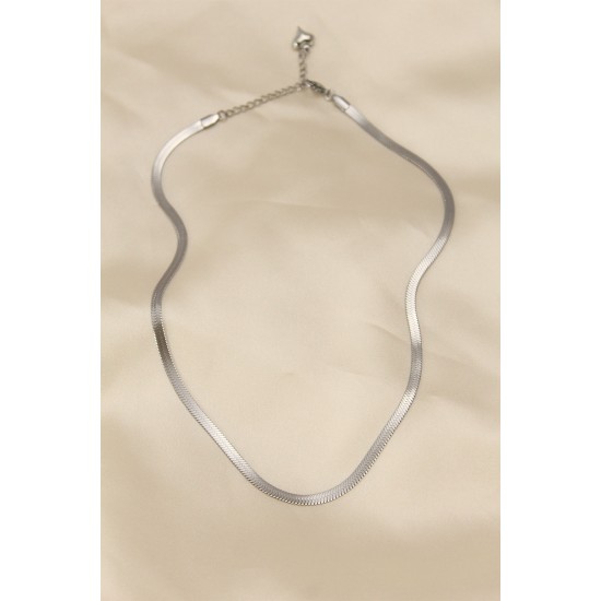 316L Çelik Silver Renk 45 cm İtalyan Zincir Model Kadın Kolye - TJ-BKO5903