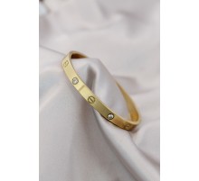 316L Çelik Gold Renk Zirkon Taşlı Bileklik - TJ-BB4119