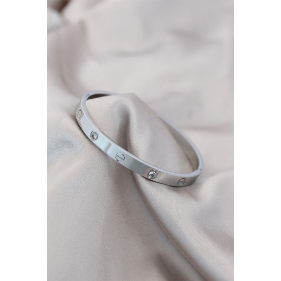 toptan-xml-dropshipping-Çelik Gümüş Renk Zirkon Taşlı Bileklik - TJ-BB4120