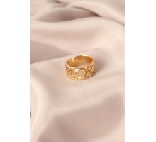 Gold Renk Metal Taşlı Model Ayarlanabilir Kadın Yüzük - TJ-BYK2148