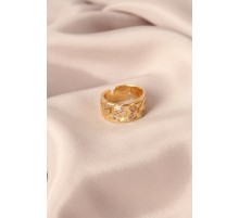 Gold Renk Metal Taşlı Model Ayarlanabilir Kadın Yüzük - TJ-BYK2148