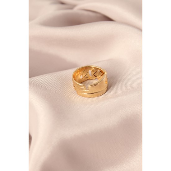 Gold Renk Metal Taşlı Model Ayarlanabilir Kadın Yüzük - TJ-BYK2148