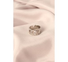 Gümüş Renk Metal Taşlı Model Ayarlanabilir Kadın Yüzük - TJ-BYK2152