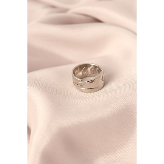 Gümüş Renk Metal Taşlı Model Ayarlanabilir Kadın Yüzük - TJ-BYK2152