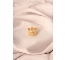 Gold Renk Metal Zirkon Taşlı Kalp Model Ayarlanabilir Kadın Yüzük - TJ-BYK2163