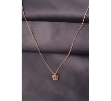 Gold Renk Metal Zirkon Taşlı Pembe Minimal Kelebek Detaylı Kadın Kolye - TJ-BKO6016