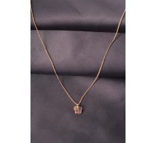 Gold Renk Metal Zirkon Taşlı Pembe Minimal Kelebek Detaylı Kadın Kolye - TJ-BKO6016
