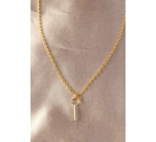 Gold Renk Metal Anahtar Detay Kadın Kolye - TJ-BKO6032
