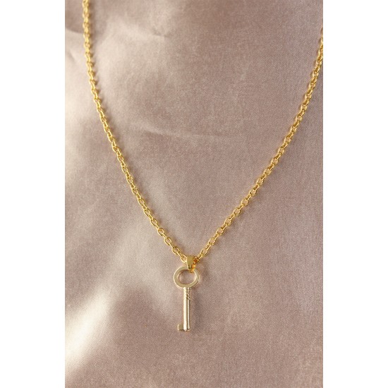 Gold Renk Metal Anahtar Detay Kadın Kolye - TJ-BKO6032