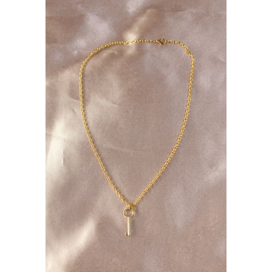 Gold Renk Metal Anahtar Detay Kadın Kolye - TJ-BKO6032