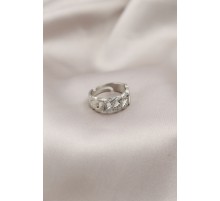 Gümüş Renk Metal Zincir Model Taşlı Kadın Yüzük - TJ-BYK2200