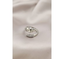 Gümüş Renkli Metal Kaplan Model Zirkon Taşlı Kadın Yüzük - TJ-BYK2209