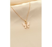 Beyaz Sedefli Kelebek Figürlü Kadın Kolye - TJ-BKO6160