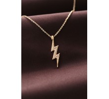 Zirkon Taşlı Şimşek Tasarımlı Kadın Kolye - TJ-BKO6171