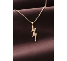 Zirkon Taşlı Şimşek Tasarımlı Kadın Kolye - TJ-BKO6171