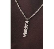 Gümüş Renkli Zirkon Taşlı Karma Yazılı Kolye - TJ-BKO6192