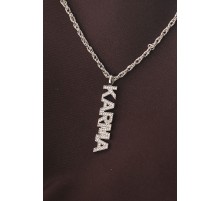 Gümüş Renkli Zirkon Taşlı Karma Yazılı Kolye - TJ-BKO6192