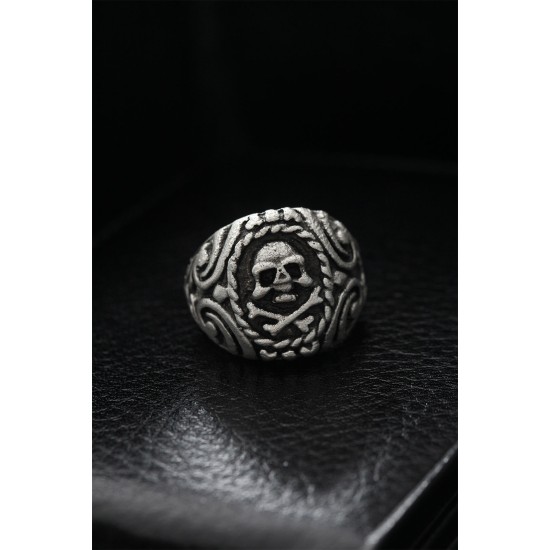 Ayarlanabilir Desenli Kurukafa Model Erkek Yüzük - TJ-EY500