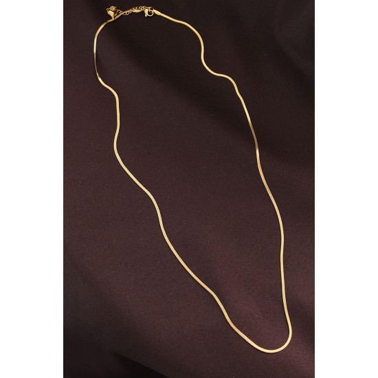 Çelik Gold Renk 60 cm İnce İtalyan Zincir Kolye - TJ-BKO6227