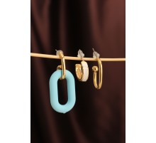 Mavi Renk Uzun Oval Halka Küpe Seti - TJ-BKP6289