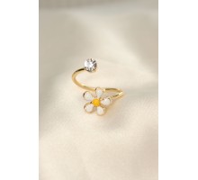 Papatya Tasarımlı Zirkon Taşlı Ayarlanabilir Yüzük - TJ-BYK2231